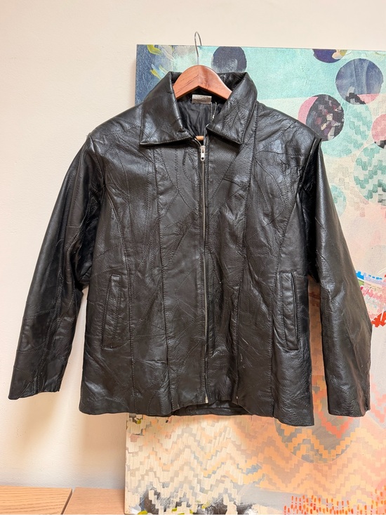 Flight Path Jackets & Blazers - FLIGHT PATH Patchwork Leather Bomber Motorcycle Jacket Mens Size S Black